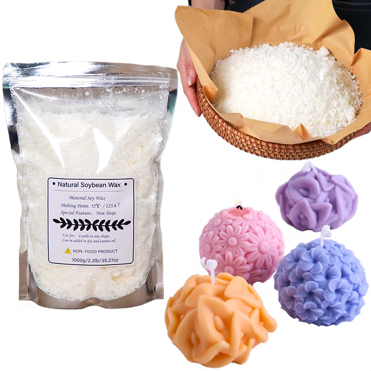 Candle Making Kit - Flocons de cire de soja naturelle,
